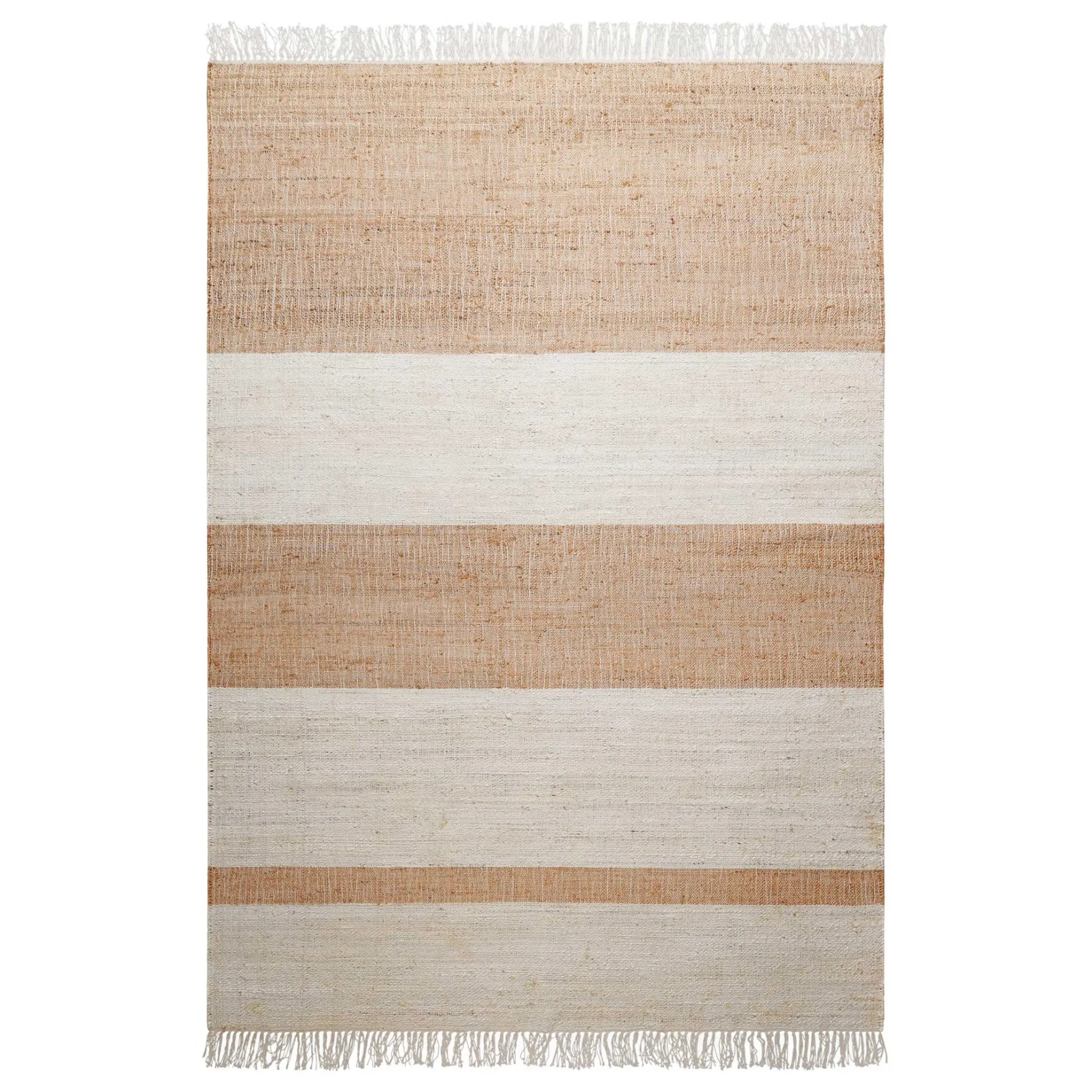 Handwebteppich Creme Beige Cognac aus Naturfaser "Vante" Green Looop