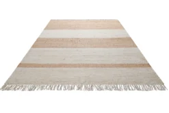 Handwebteppich Creme Beige Cognac aus Naturfaser