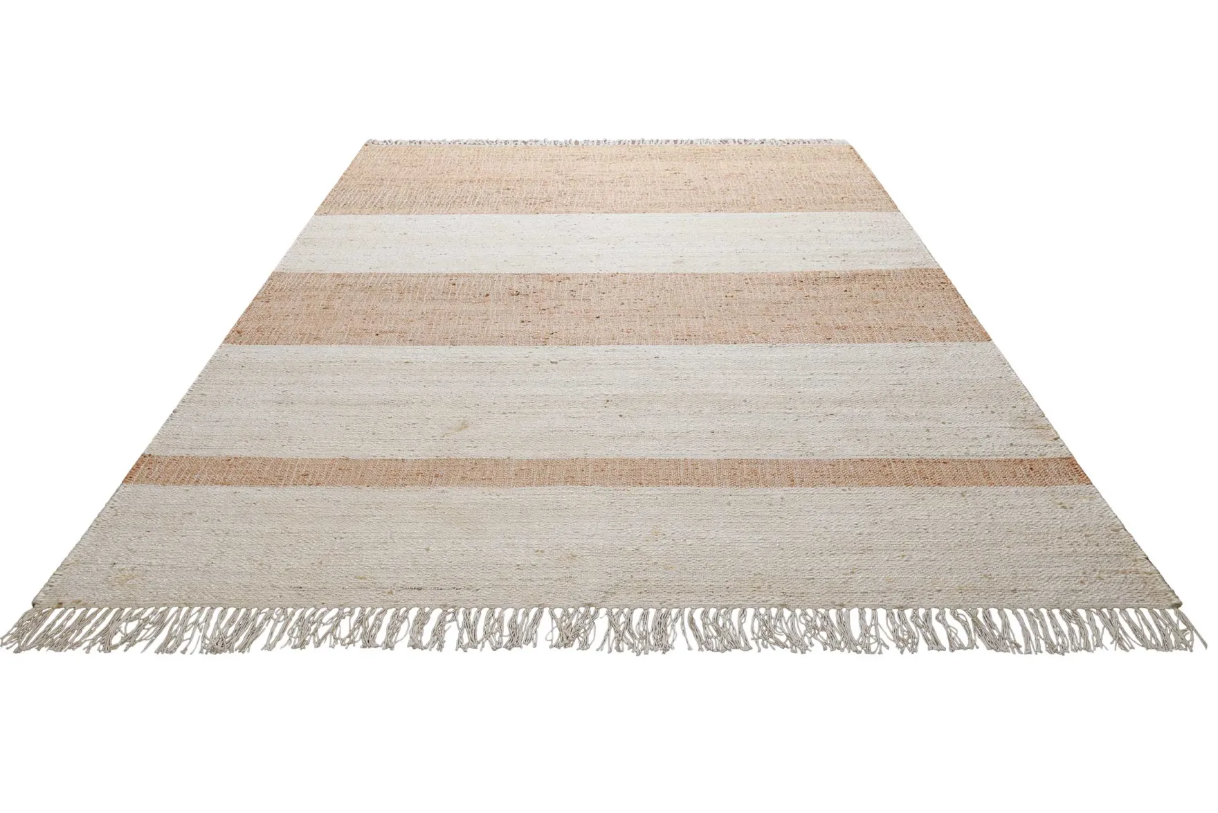 Handwebteppich Creme Beige Cognac aus Naturfaser "Vante" Green Looop