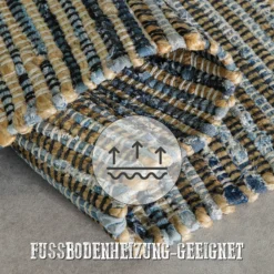 Handwebteppich Denim Blau 