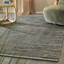 Handwebteppich Denim Blau 