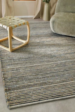 Handwebteppich Denim Blau 