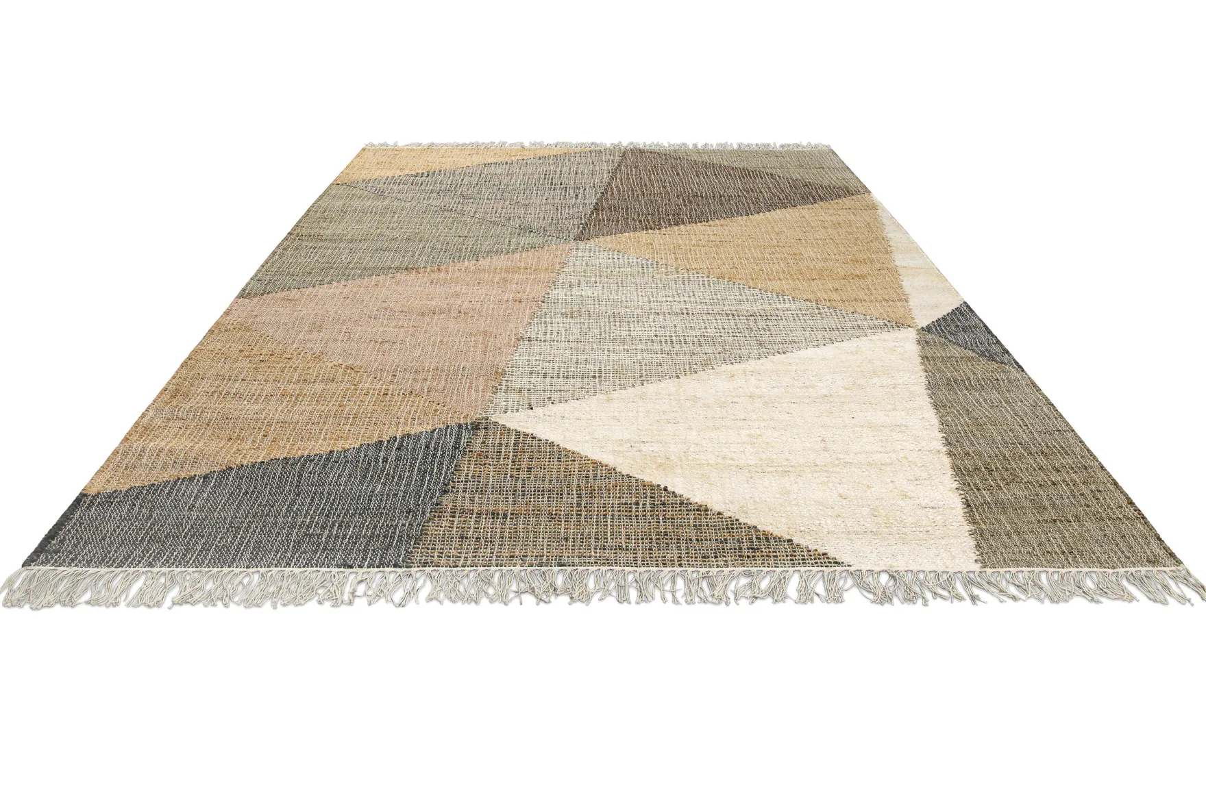 Handwebteppich Sand Taupe Braun aus Naturfaser "Vincent" Green Looop