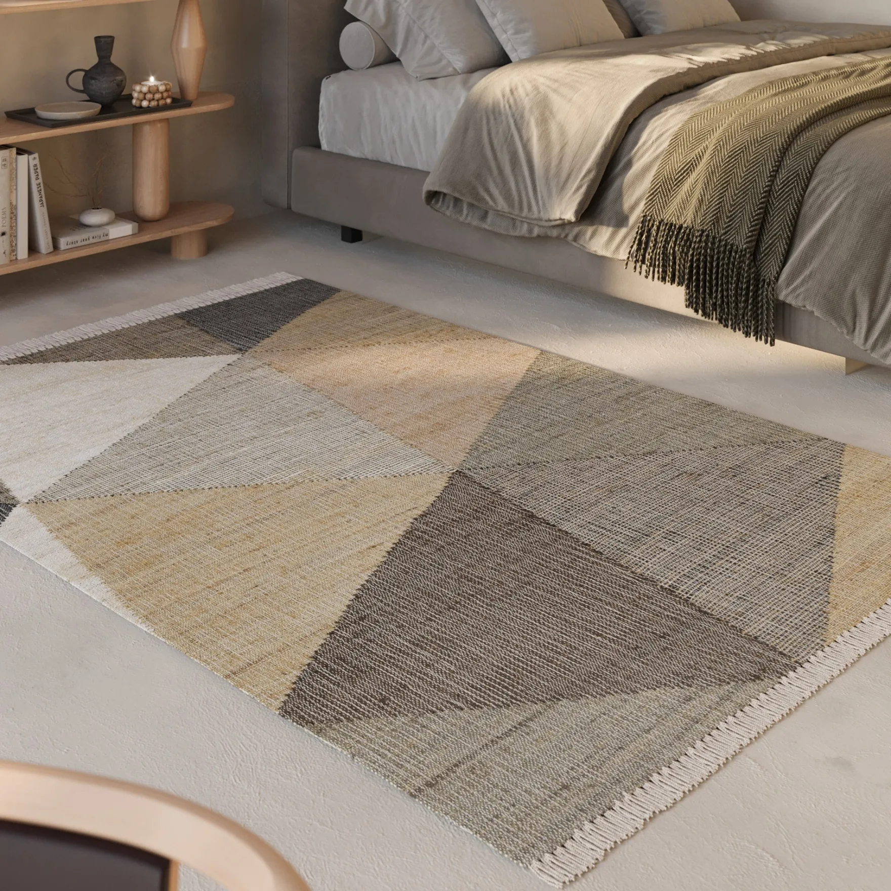 Handwebteppich Sand Taupe Braun aus Naturfaser "Vincent" Green Looop