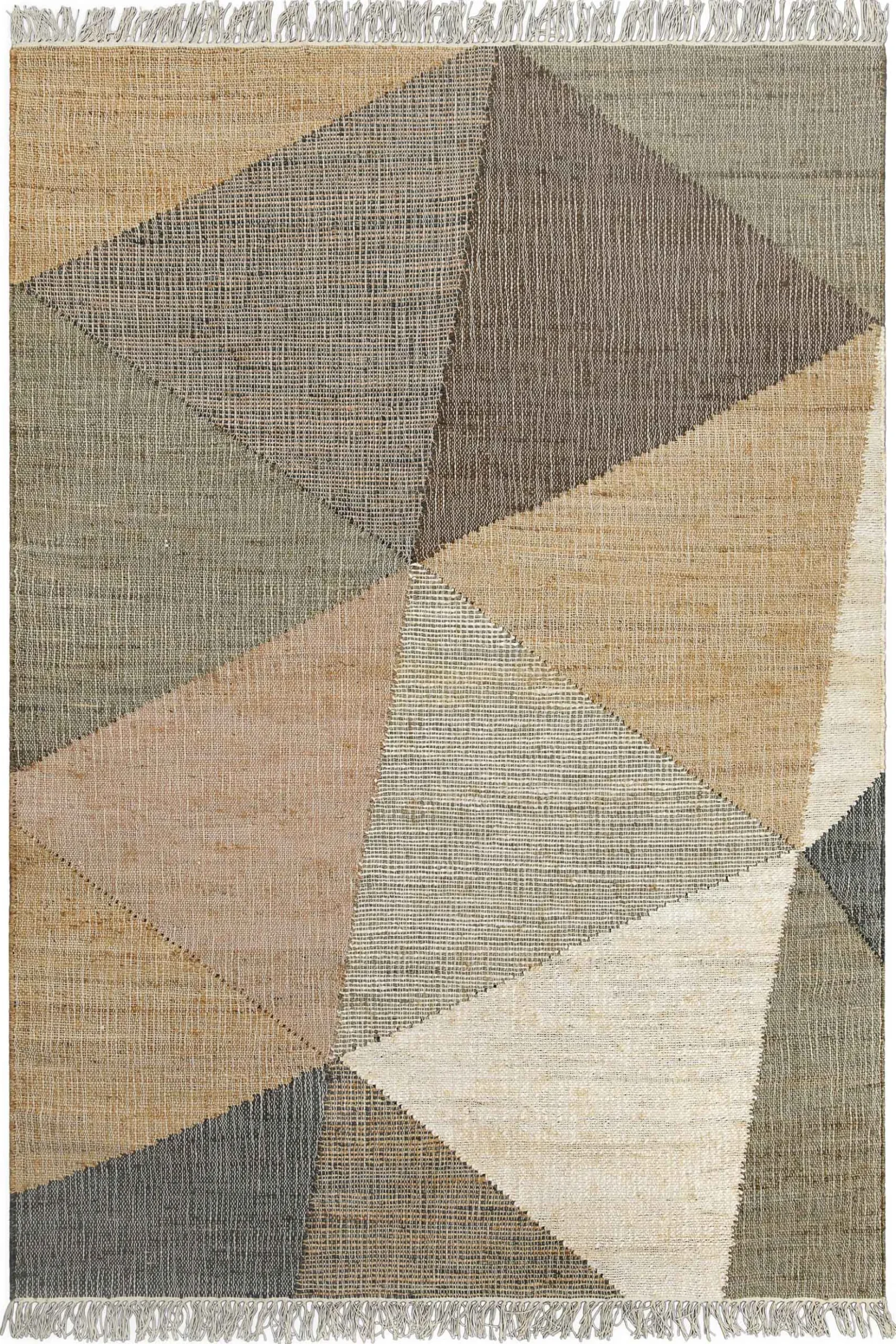 Handwebteppich Sand Taupe Braun aus Naturfaser "Vincent" Green Looop