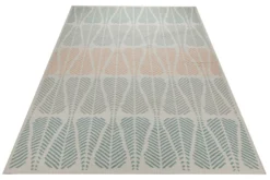 Handwebteppich Wolle Blattmuster petrol lachs 160x230 cm