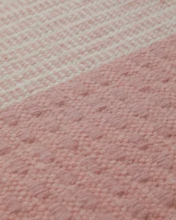 Handwebteppich Wolle Breitstreifen rosé grau 160x230 cm