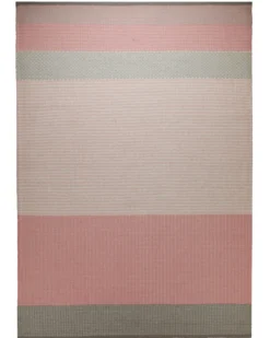 Handwebteppich Wolle Breitstreifen rosé grau 160x230 cm