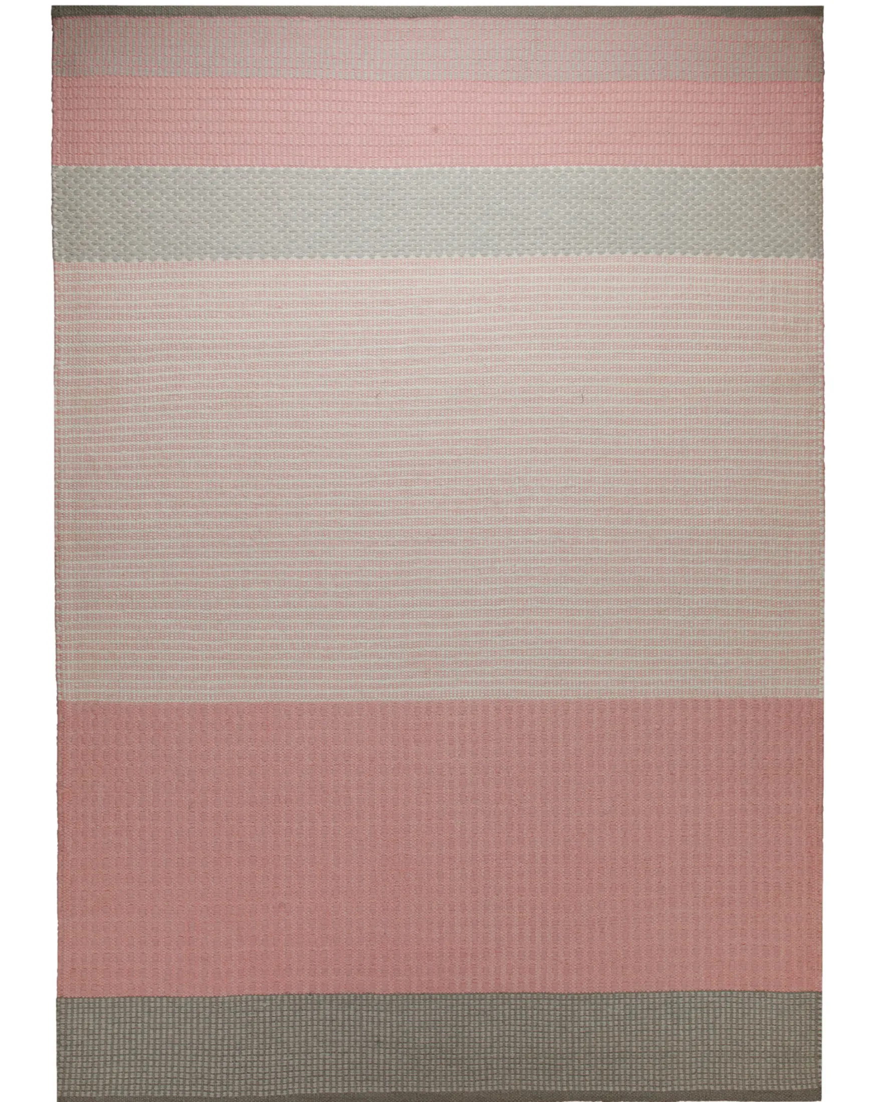 Handwebteppich Wolle Breitstreifen rosé grau 160x230 cm