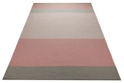 Handwebteppich Wolle Breitstreifen rosé grau 160x230 cm
