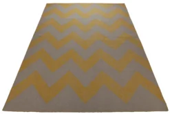 Handwebteppich Wolle Chevron gelb grau 160x230 cm