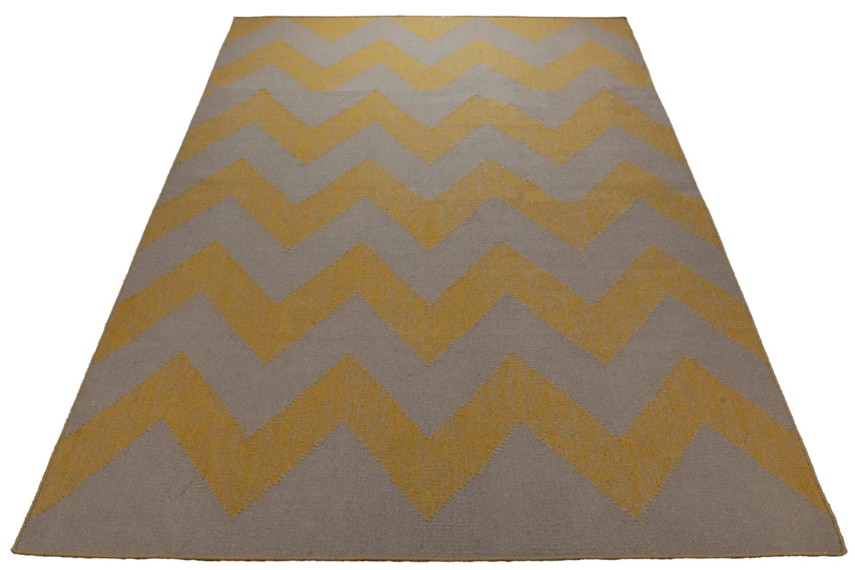 Handwebteppich Wolle Chevron gelb grau 160x230 cm