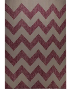 Handwebteppich Wolle Chevron magenta natur 160x230 cm