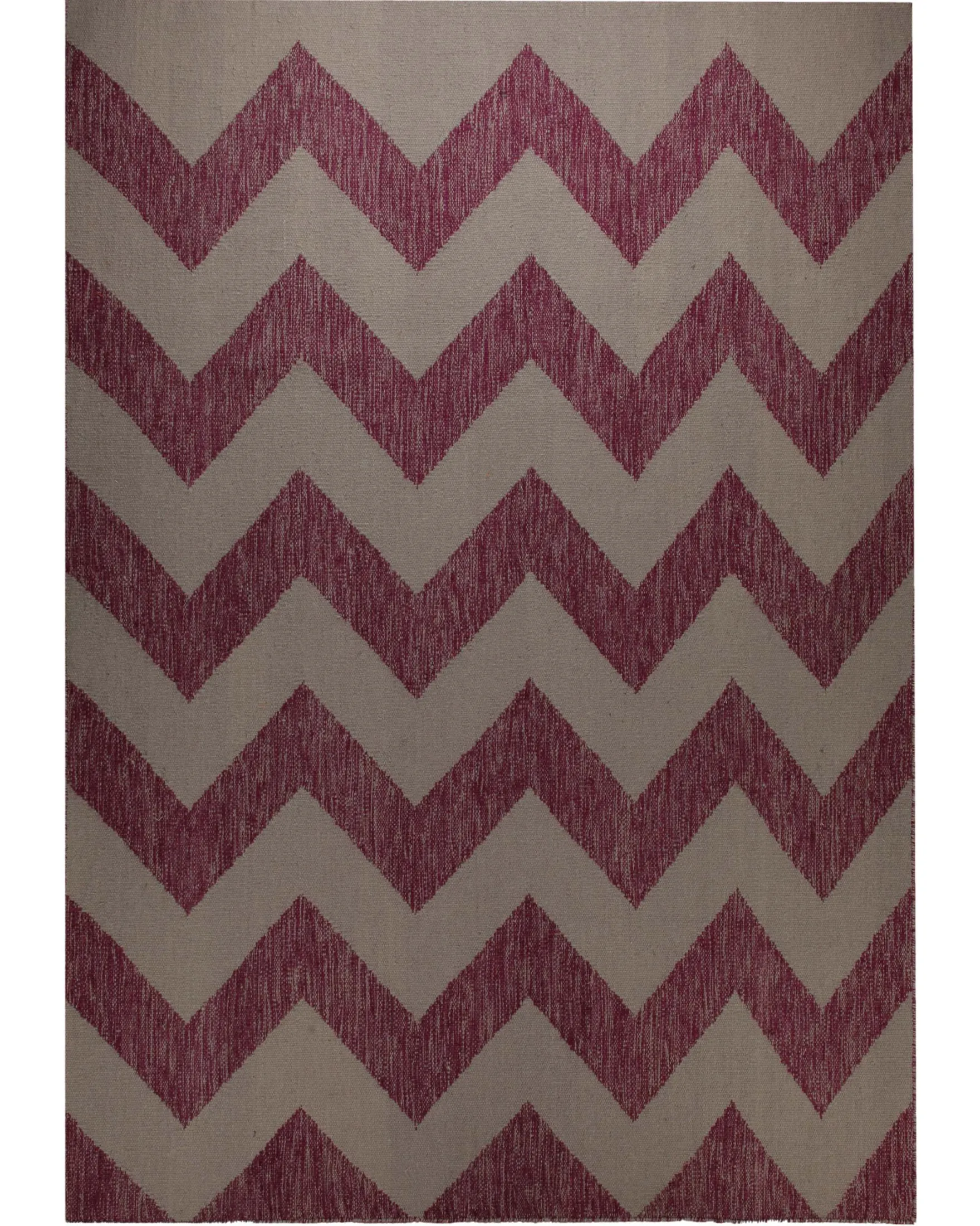 Handwebteppich Wolle Chevron magenta natur 160x230 cm
