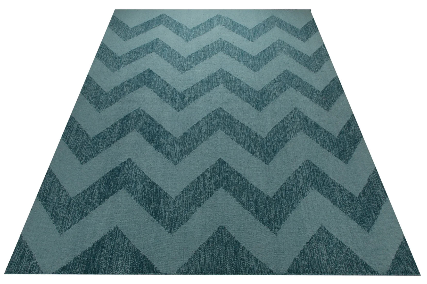 Handwebteppich Wolle Chevron petrol 160x230 cm