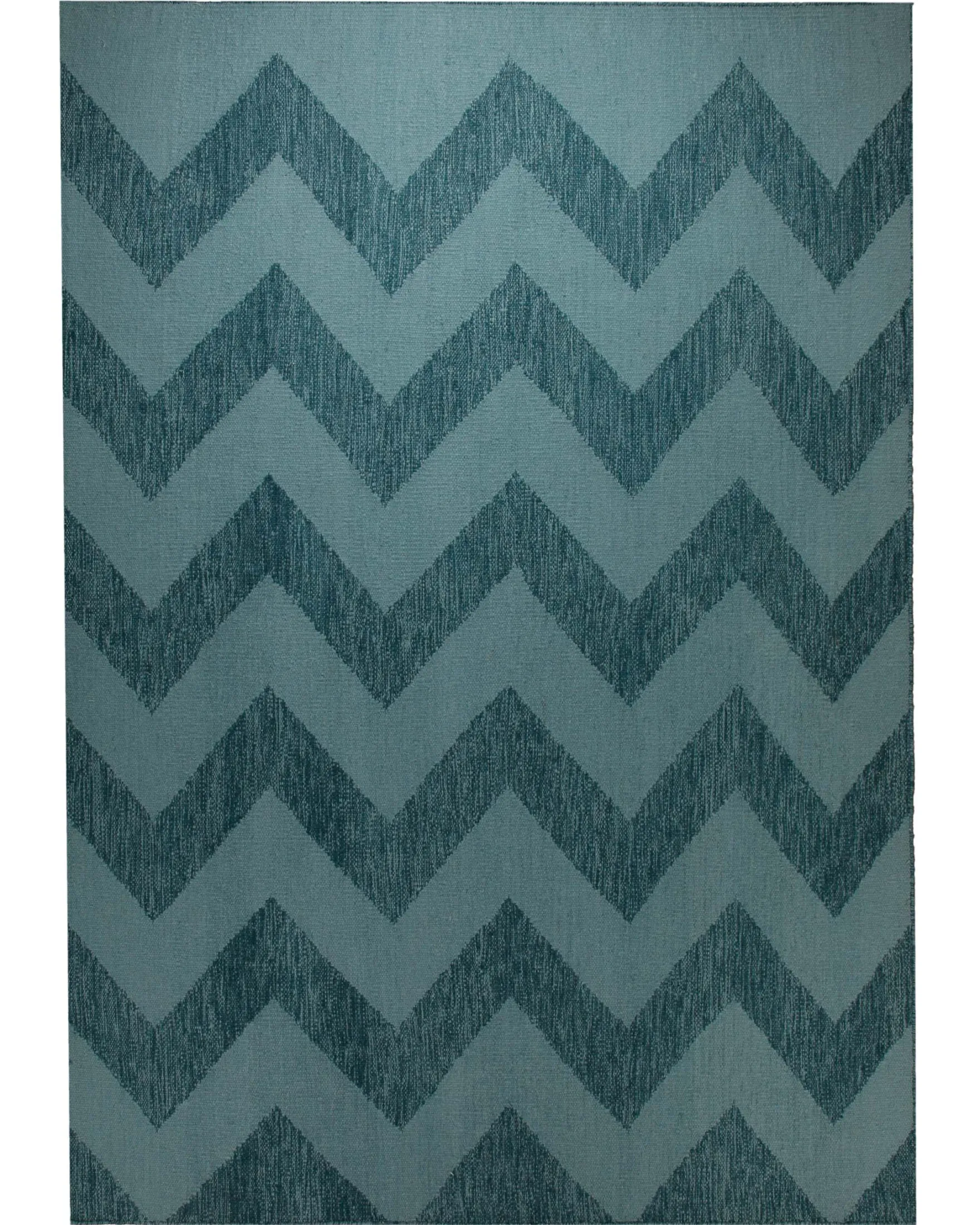 Handwebteppich Wolle Chevron petrol 160x230 cm