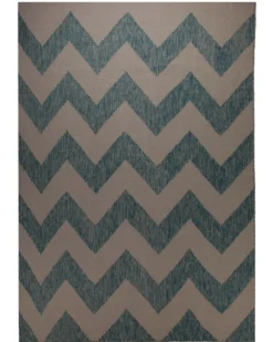 Handwebteppich Wolle Chevron petrol taupe 160x230 cm