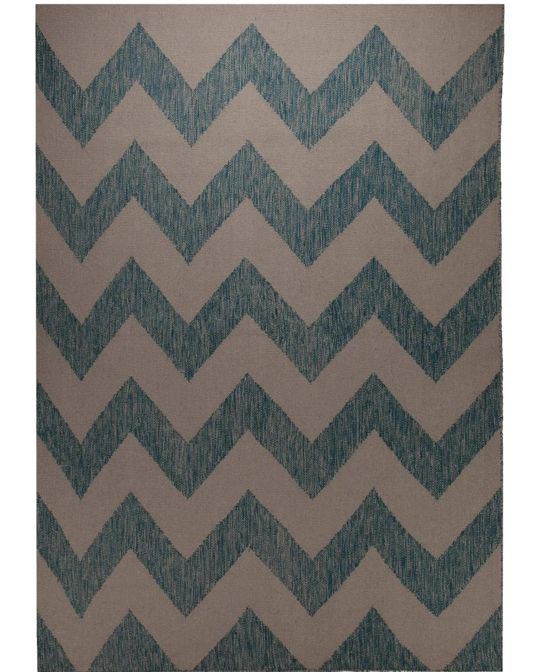 Handwebteppich Wolle Chevron petrol taupe 160x230 cm