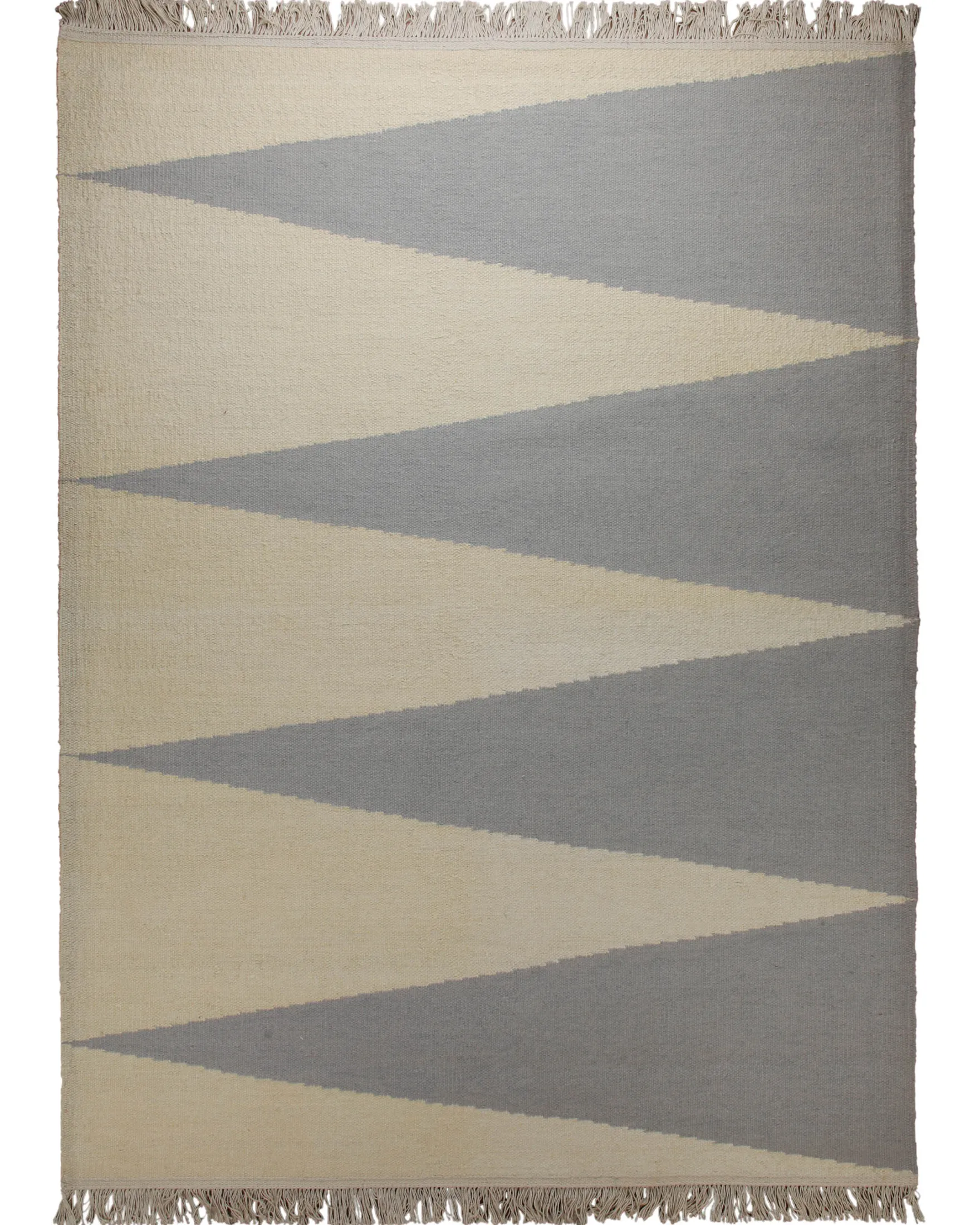 Handwebteppich Wolle Dreiecke grau creme 160x230 cm