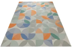 Handwebteppich Wolle Kreisraster pastell 160x230 cm