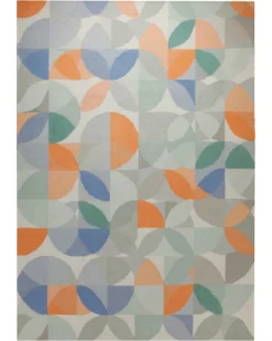 Handwebteppich Wolle Kreisraster pastell 160x230 cm