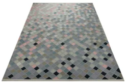 Handwebteppich Wolle Pixelrauten pastell 160x230 cm