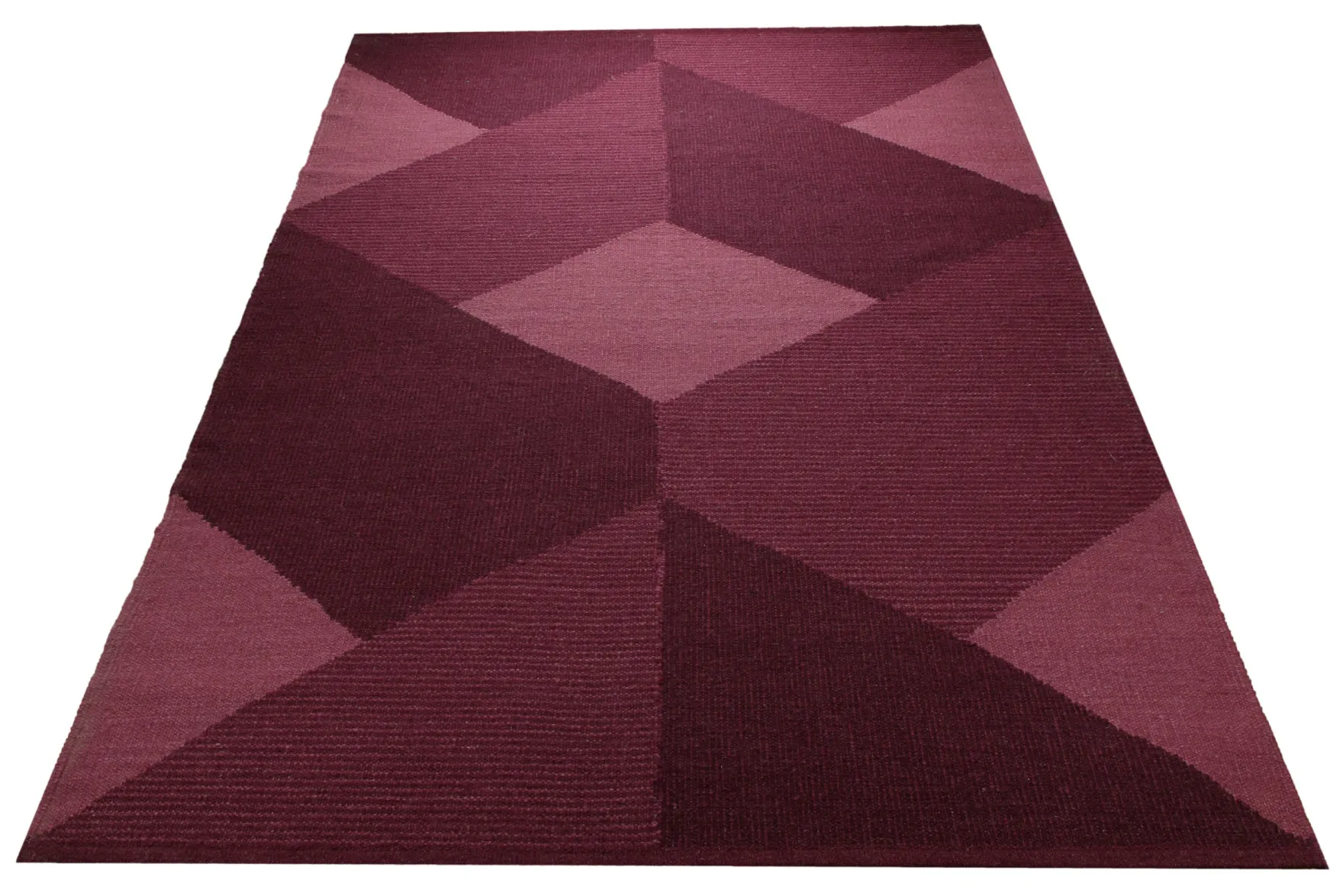 Handwebteppich Wolle Rautenmuster beere 160x230 cm