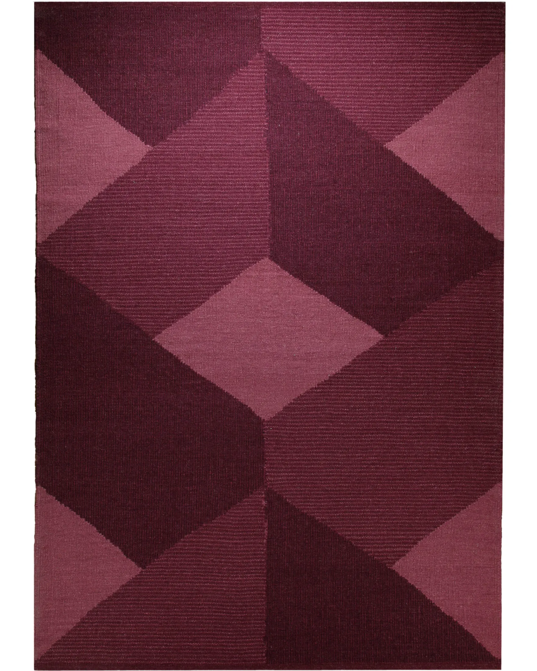Handwebteppich Wolle Rautenmuster beere 160x230 cm