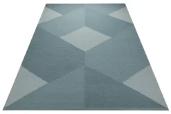 Handwebteppich Wolle Rautenmuster blaugrau 160x230 cm