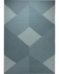 Handwebteppich Wolle Rautenmuster blaugrau 160x230 cm