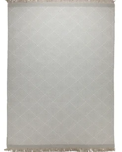 Handwebteppich Wolle Rautenmuster creme 160x230 cm