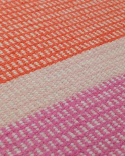 Handwebteppich Wolle Streifen rosé grau orange 160x230 cm
