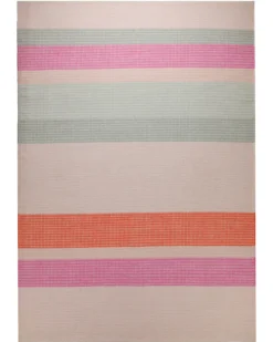 Handwebteppich Wolle Streifen rosé grau orange 160x230 cm