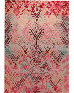 Ikat-Raute in Pink - Handtuft Wolle 160 x 230 cm