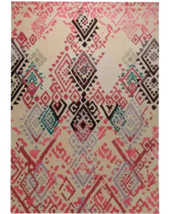 Ikat-Raute in Sand - Handtuft Wolle 160 x 230 cm
