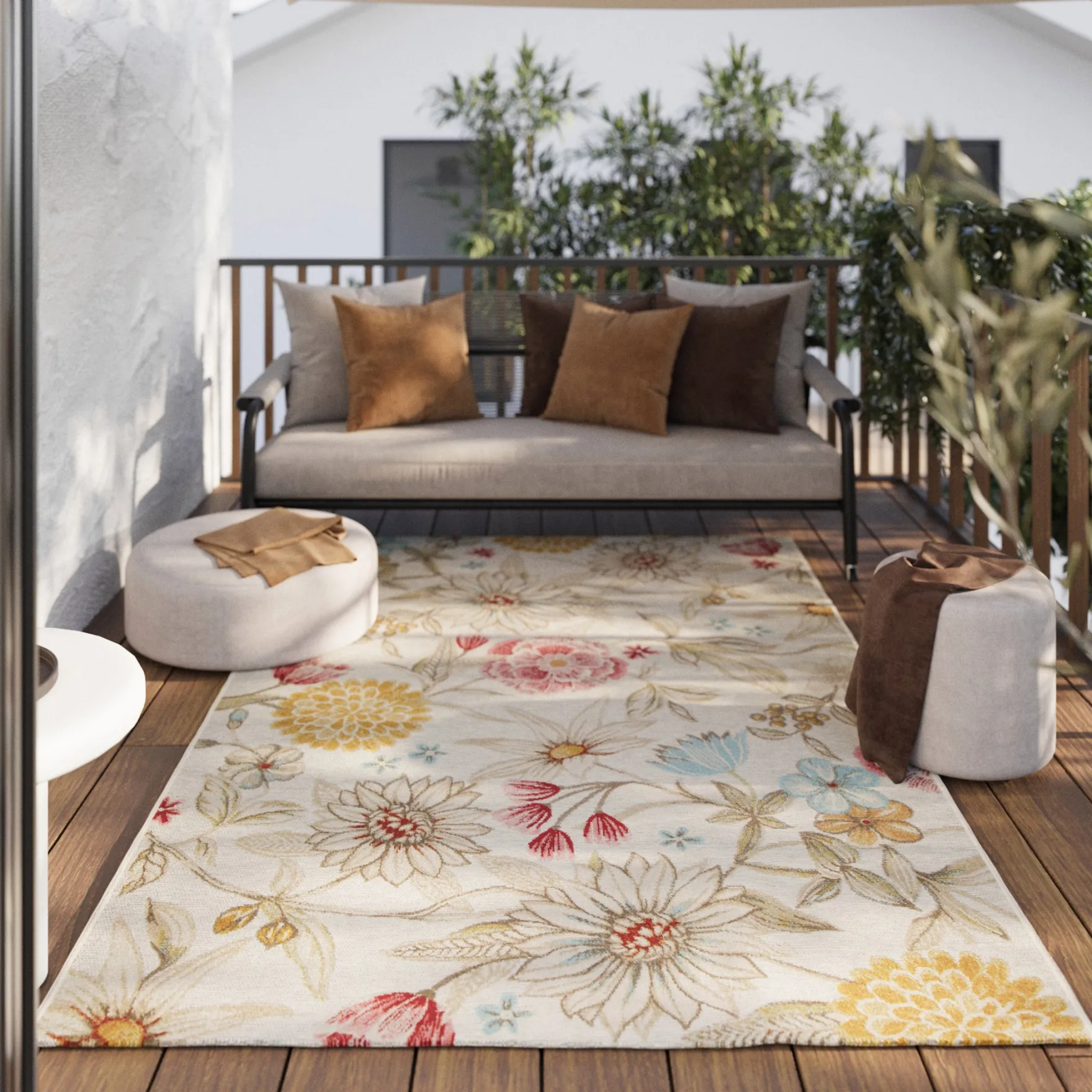 In & Outdoorteppich Beige "Abloom" WECONhome