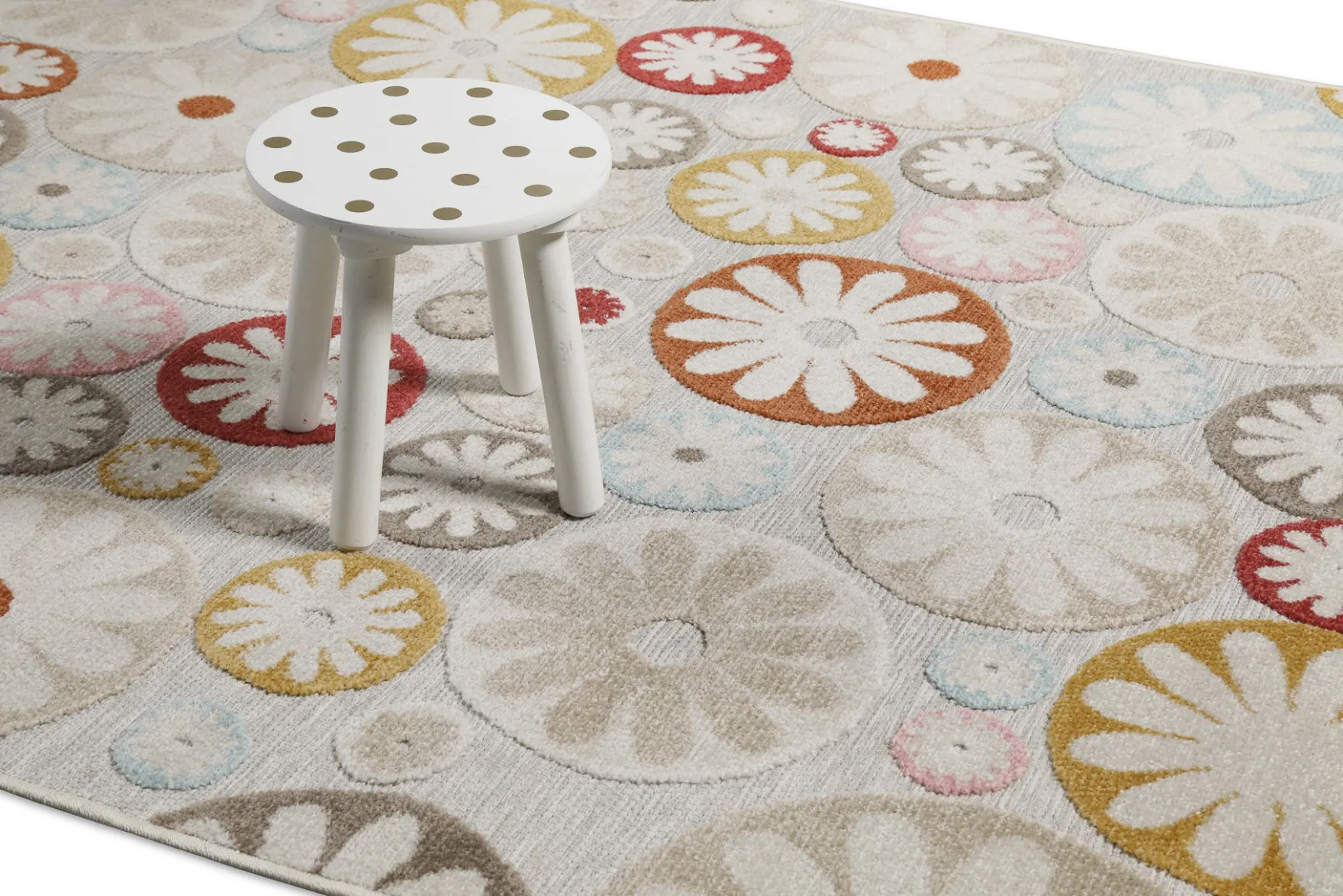 In & Outdoorteppich Beige Bunt "Flowerdrops" WECONhome