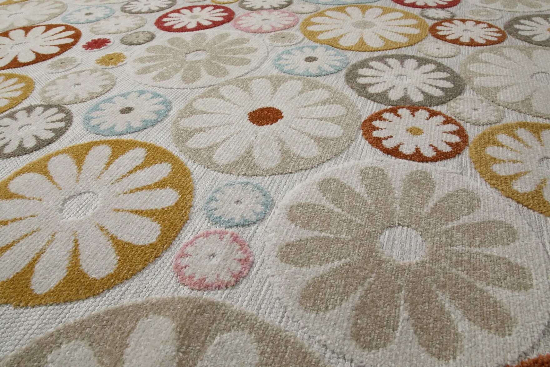 In & Outdoorteppich Beige Bunt "Flowerdrops" WECONhome