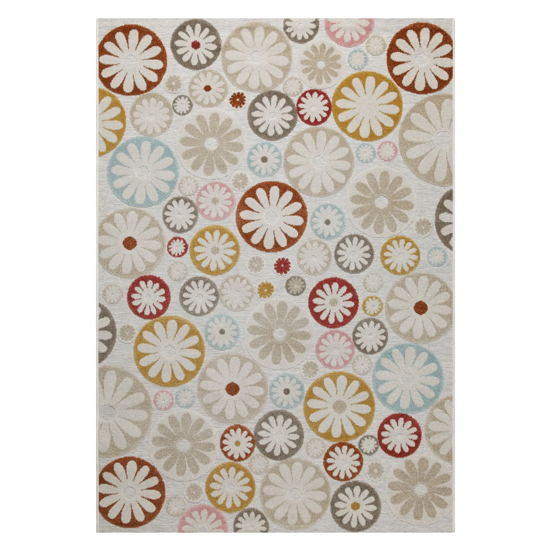In & Outdoorteppich Beige Bunt "Flowerdrops" WECONhome