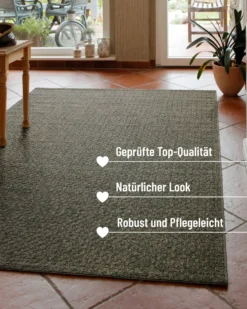 In- & Outdoor Teppich Grau Oliv, pflegeleicht & wetterfest