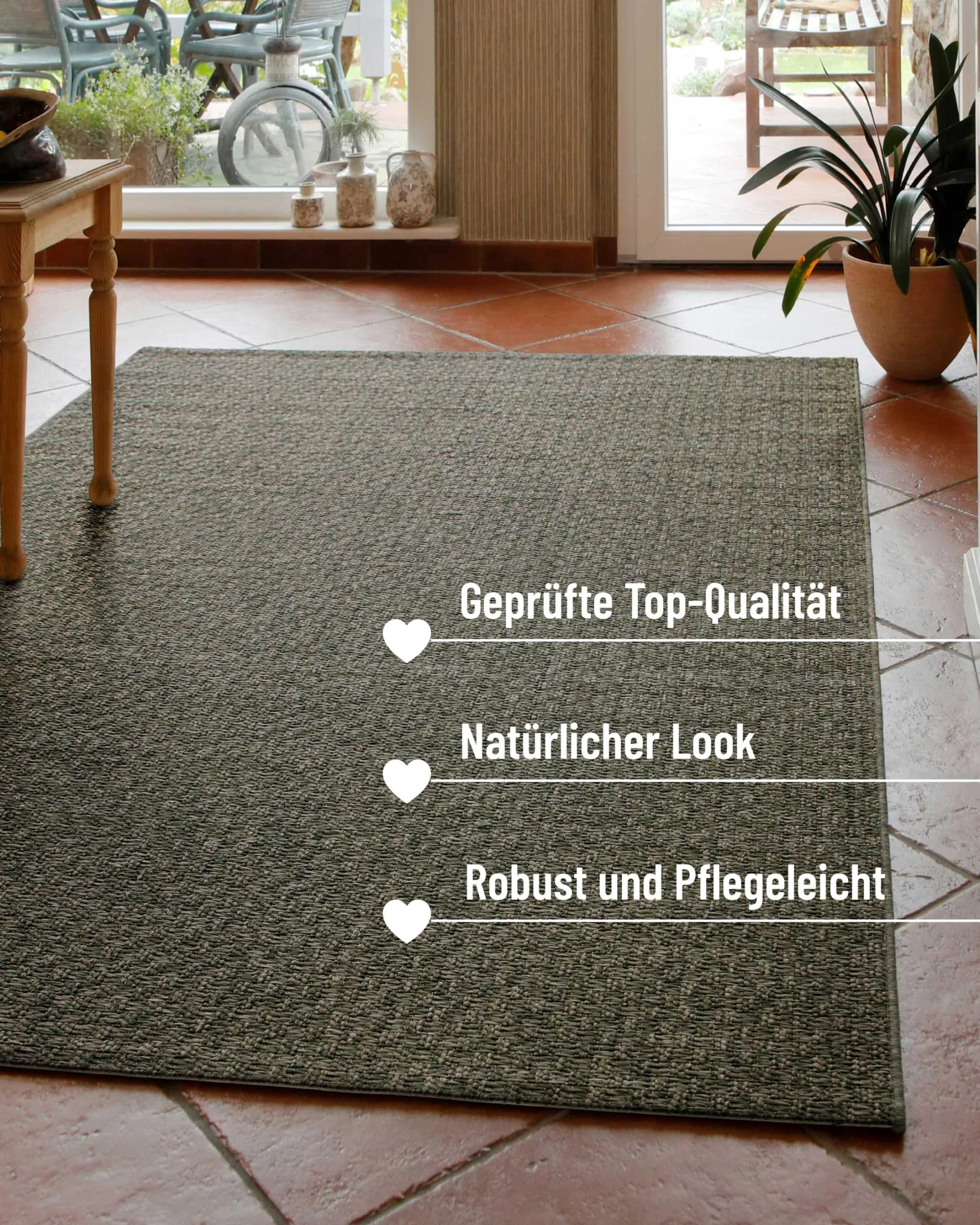 In- & Outdoor Teppich Grau Oliv, pflegeleicht & wetterfest "Miami South Beach" WECONhome