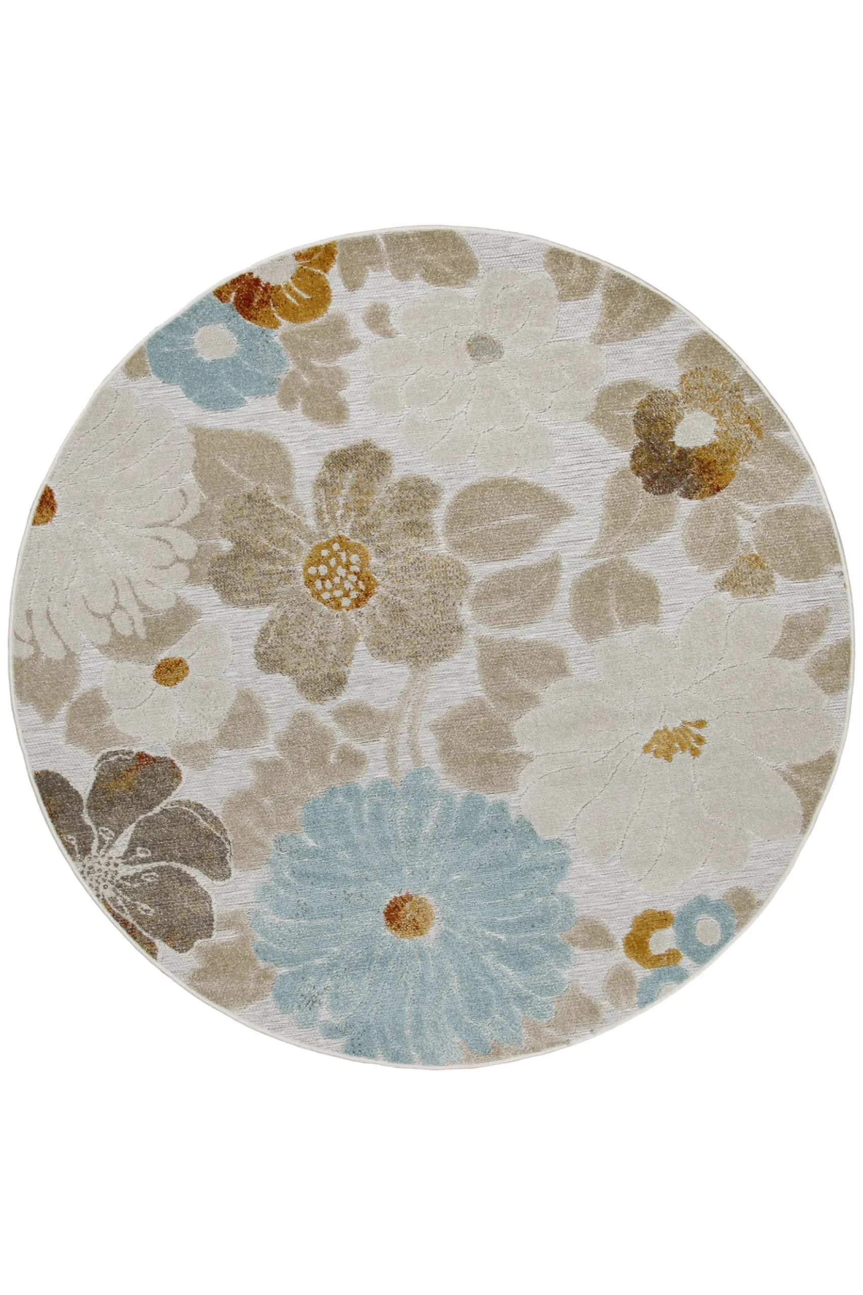In & Outdoorteppich Rund Beige "BeachFlower" WECONhome