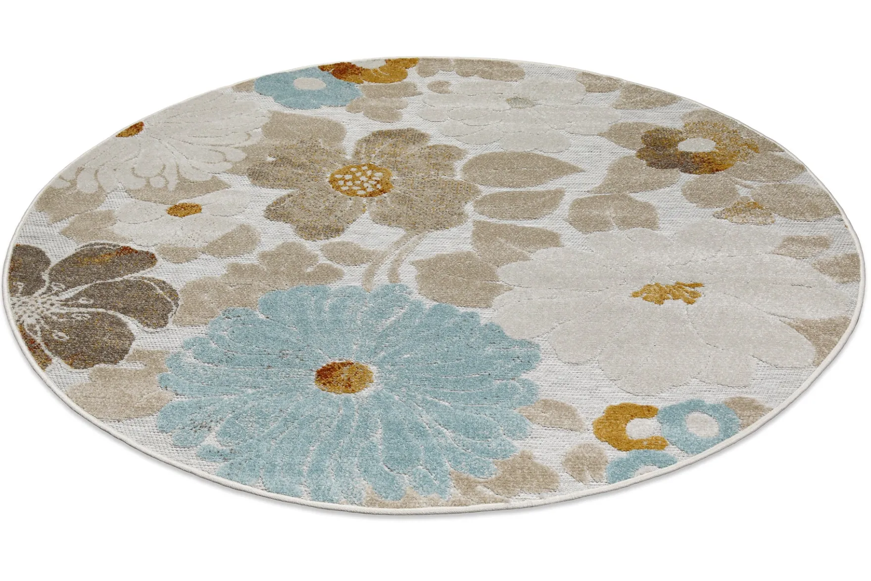 In & Outdoorteppich Rund Beige "BeachFlower" WECONhome