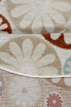 In & Outdoorteppich Rund Beige Bunt "Flowerdrops" WECONhome
