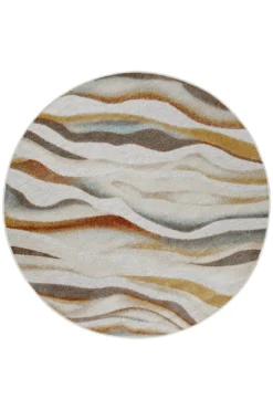 In & Outdoorteppich Rund Beige Bunt