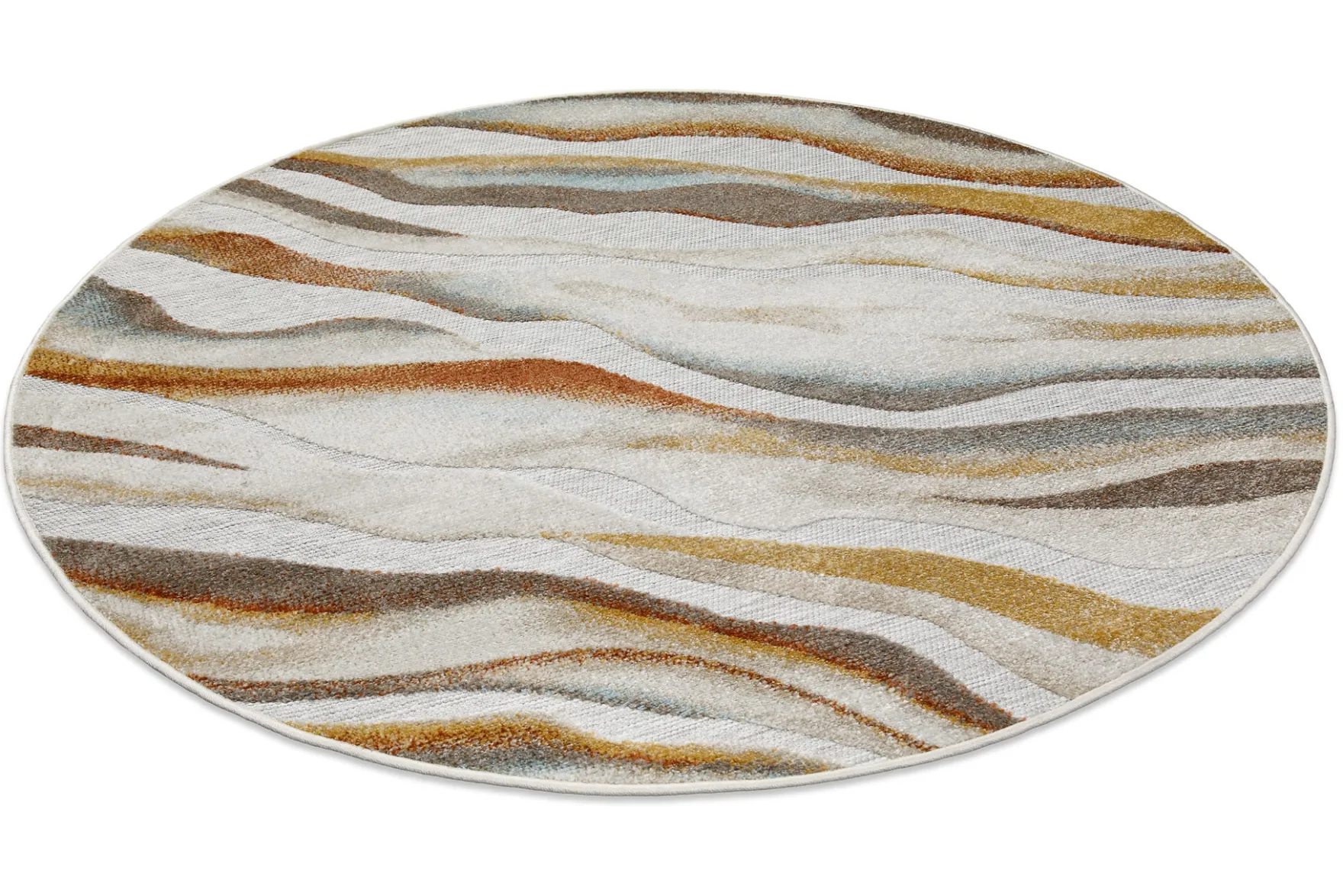 In & Outdoorteppich Rund Beige Bunt "Creek" WECONhome