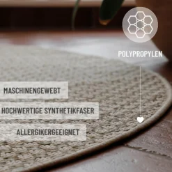 In- & Outdoor Teppich Rund Creme Weiß, pflegeleicht & wetterfest "Miami South Beach" WECONhome
