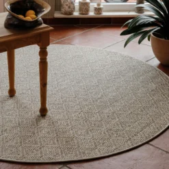 In- & Outdoor Teppich Rund Creme Weiß, pflegeleicht & wetterfest "Miami Beach" WECONhome