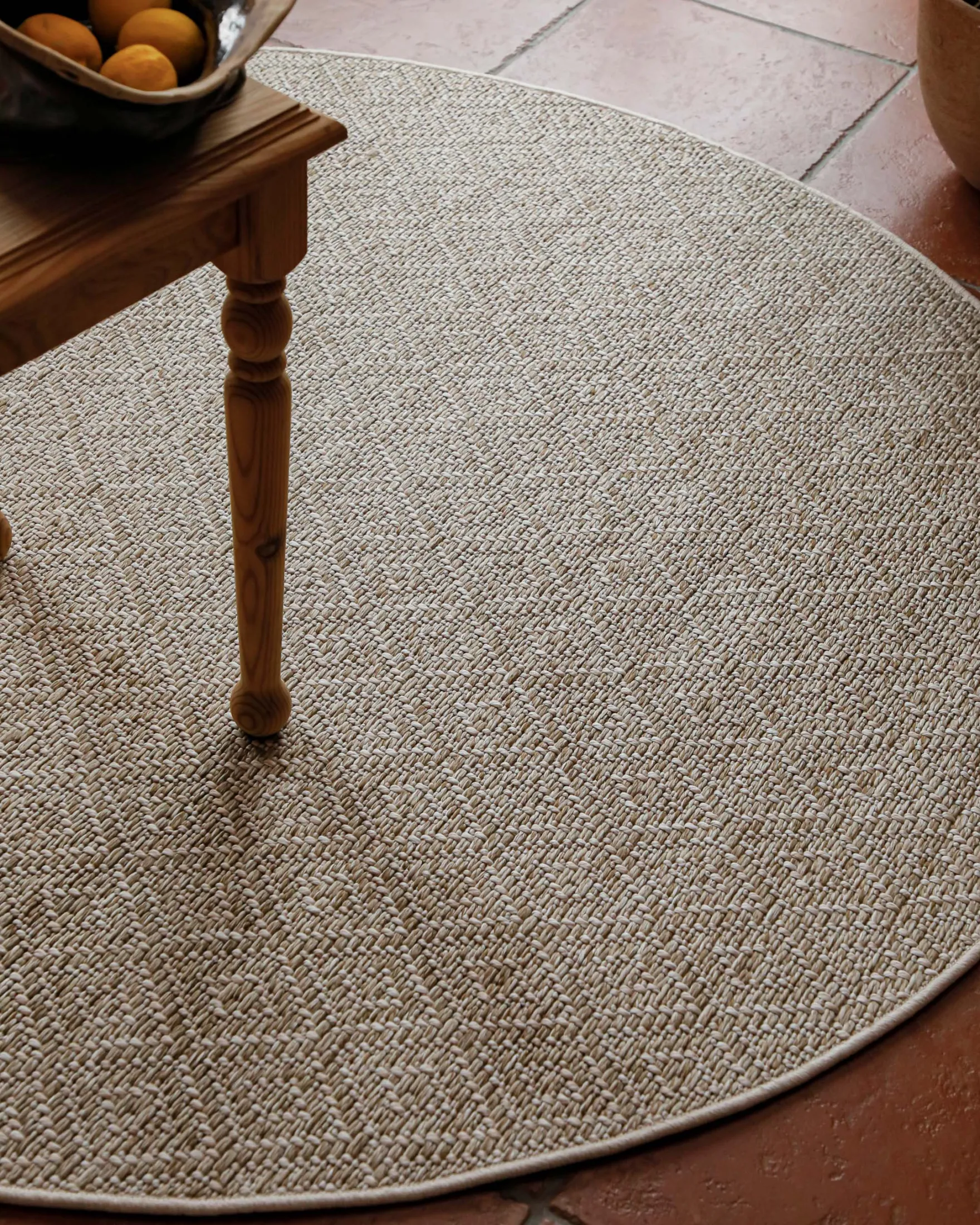 In- & Outdoor Teppich Rund Creme Weiß, pflegeleicht & wetterfest "Miami Beach" WECONhome