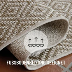 In- & Outdoor Teppich Rund Creme Weiß, pflegeleicht & wetterfest